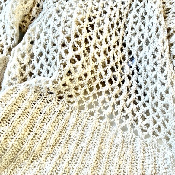 Xhilaration Boho Cardigan Sweater Cream Crochet Open Front Festival - Picture 8 of 13
